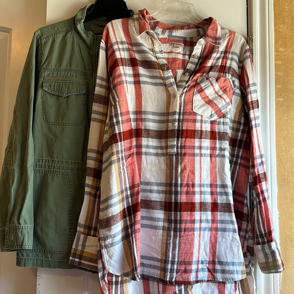 2/$13 Merona plaid longsleeve and jacket bundle- PRICE FIRM
